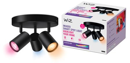 WiZ Imageo 3er-Spot Tunable White & Color, rund, dimmbar, 16 Mio. Farben, smarte Steuerung per App/Stimme über WLAN, schwarz