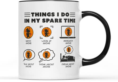 in My Spare Time Anime Mug - Japanese Cosplay Manga Inspired Merch Merchandise Gifts Present Idea Birthday Christmas Men Women Boys Girls Ceramic Coffee Tea Cup (Black Handle Prime)