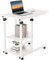 Dripex Table Roulante, Table d'Appoint Mobile Réglable en Hauteur, Table Multiusage avec 4 roulettes et 2 Étagères de Rangement pour Canapé/Lit/Balcon-Blanc