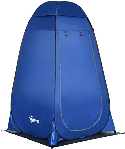 Outsunny Pop up Duschzelt Toilettenzelt Camping Umkleidezelt mit Tragetasche Mobile Outdoor Toilette Umkleidekabine Lagerzelt Dunkelblau 126 x 124 x 189 cm