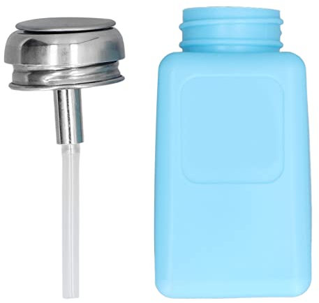 200-ml-Presstyp-Lösungsmittelspender Push-Type Antistatische Alkoholflasche Quadratische Druckpumpe Spenderflasche ESD-Flasche Lösungsmittelspender ESD-sichere Flasche mit Edelstahldeckel(Blau)