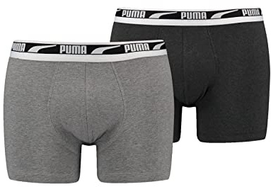 Puma Herren Mens Everyday Multi Logo Boxers Unterwäsche, Grey Mélange, L EU