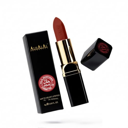 Al Halal matt Samt-Lippenstift Lang anhaltend bis zu 16 Stunden halt Vegan und frei von Tierversuchen (AL-18-MINHAL)