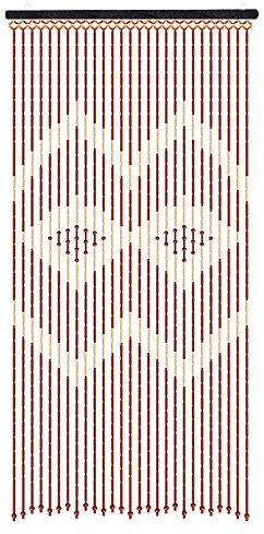 DENEST Perlenvorhang 90x175cm Türvorhang Holzperlenvorhang mit Zackenmuster Dekorative Gardine Raumteiler Fliegenschutz für Hochzeit,Café,Restaurant (Kaffee weiß)
