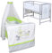 Baby Delux Babybett Komplett Set Kinderbett Mia 120x60 weiß grau Matratze Bettwäsche Set mehrteilig (Waldfreunde grün)