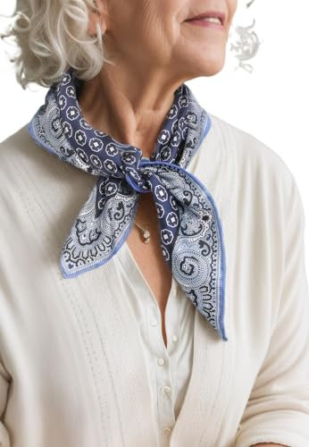 Prettystern Unisex handrolliertes SeidenHalstuch Seide Nickituch Bandana kleines Seidentuch für Damen Herren 15 Blau