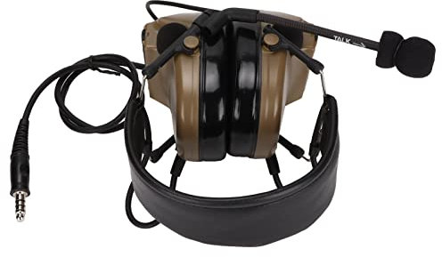 Cuffie Militari da 7,1 Mm Cuffie per Walkie-Talkie con Cancellazione Elettronica Attiva del Rumore con U94 PPT, Cuffie per Pickup HiFi con Microfono Staccabile (Marrone)