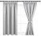 DWCN Gardinen Blickdicht 2er Set Silber Grau Vorhänge mit Kräuselband Verdunkelungsvorhänge Küche Gardinen Kurze Gardinen Schlafzimmer Vorhänge Blickdicht mit Vorhang-Krawatten, 137x117cm(HxB)