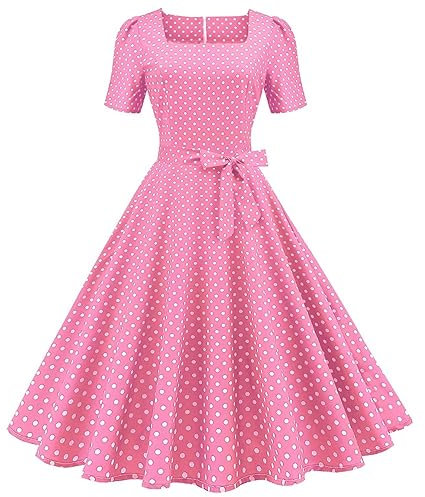 Robe Femme Vintage Années 50 Pin Up Swing Élégante Rétro Rockabilly à Pois De Cocktail Sans Manche Pour Fête Cérémonie