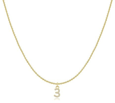 MARLION JEWELS Ketten- und Anhängerset für damen in silber 925 mit kleinen Zahlen. Silberkette für damen ideal als Geschenk. Halskette für damen. Schmuck Damen (Vergoldung, 7)