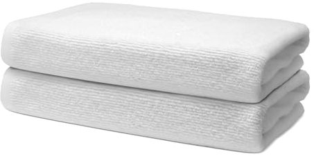 Lot de 2 Serviettes de Bain 70x140cm | Ensemble de Serviettes de Douche Grande Taille | 100% Coton Premium | Epais 500g/m2 | Linge de Bain Doux & Absorbant | Oeko-TEX | Marque Ôhm | Blanc