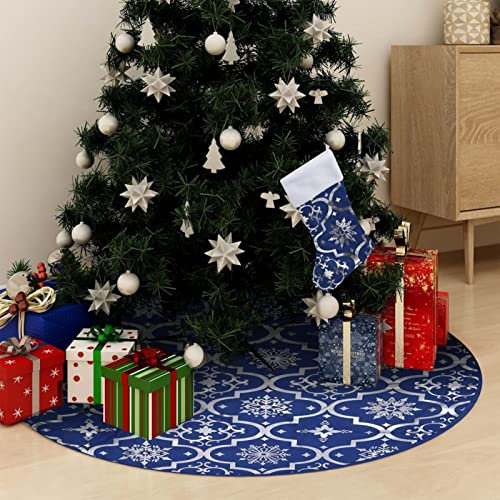Luxus-Weihnachtsbaumdecke mit Socke, TANZEM Deko Weihnachtsbaum, Baumdecke Weihnachtsbaum, Christbaum Decke, Weihnachtsbaumrock, Blau 90 cm Stoff