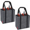 Eurhomewit 2 Pack Wine Bottle Carrier 6 Compartments, Bottle Bag Felt Wine Tote Bag Holder with Protable Handles, Reusable Wine Bottle Bag for Transporting Red Wine, Champagne, Beer and Water Bottles