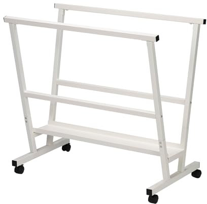 MEEDEN Porta Stampa - Scaffale per Arte con Ruote Girevoli - Ripiano in Metallo per Esposizione di Opere d'Arte, Manifesti, Stampe - Bianco