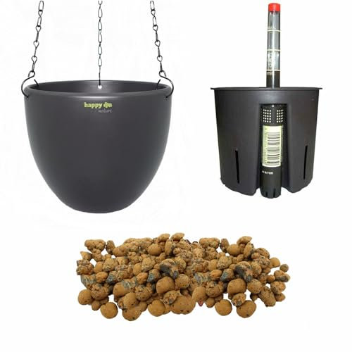 happy nature Set 4-teilig Keramik Blumenampel Venus 13/12 anthrazit BT Hydrokultur Ø 17.5 cm H 15 cm