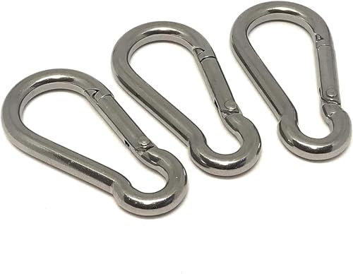 10 x Edelstahl V4A Karabiner Haken, 6x60 mm, NIRO AISI 316, rostfrei und säurebeständig