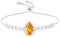 Linawe Citrine Crystal Silver Charm Bracelet, White Gold Chain Bracelets for Women, Yellow Imitation Diamond Rhinestone Birthstone Cute Bracelet, Prom Costume Wedding Jewellery Set