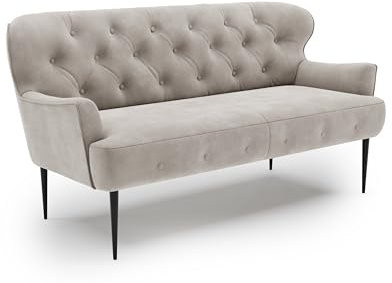 CAVADORE 2,5-Sitzer Küchensofa Amba, Trendige Sitzbank für Küche oder Esszimmer / 173 x 97 x 87 / Hochwertiges Mikrofaser: Hellgrau