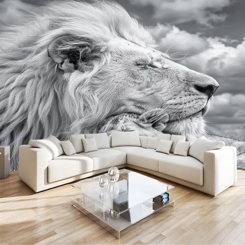 Non-Woven Photo Mural Lion Pattern Photo Wallpaper Wall Mural Wallpaper for Living Room The Wall for Bedroom TV Set Mural - 250 x 175 cm