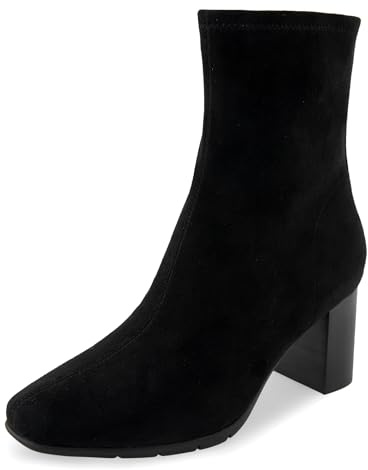 Aerosoles Women's Miley Mid-Calf Boots, Black Stretch Gabardine Fabric, 8.5 Wide
