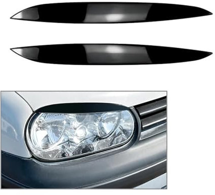 QUTALP 2 Stücke Auto Scheinwerfer Augenbrauen Augenlid Abdeckung Dekoration Trim, for VW, for Golf 4 MK4 1997 1998 1999 2000 2001 2002 2003 2004 2005 Autoscheinwerfer-Augenbraue(Bright Black)