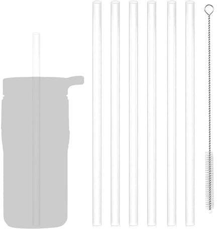 6PCS Cup Straw Compatible with Stanley - Easy to Clean, Transparent Reusable Replacement Straws for Water Bottles, Compatible with 30oz/40oz Stanley Cup, 12in/30cm Length, Includes Cleaning Brush
