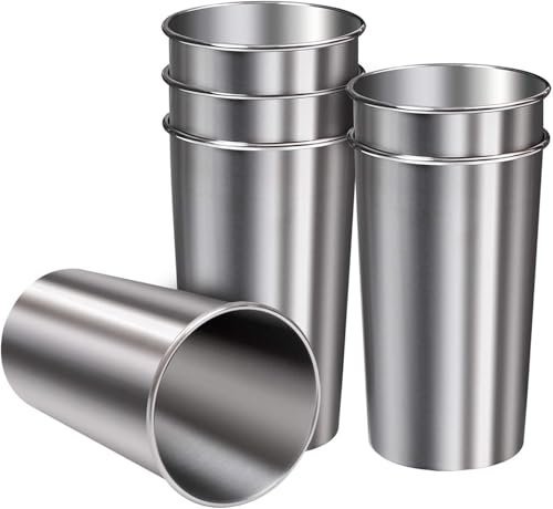 SkyJoy®Bicchieri da vino in acciaio inox.6 Boccali da birra in acciaio inox - Boccali in acciaio inox da 500 ml - Boccali da campeggio infrangibili e senza BPA, boccali da birra in metallo..
