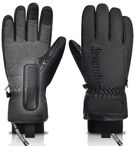 devembr Ski Gloves with Wrist Guards and Undercuff Design, Snowboarding Gloves Touchscreen