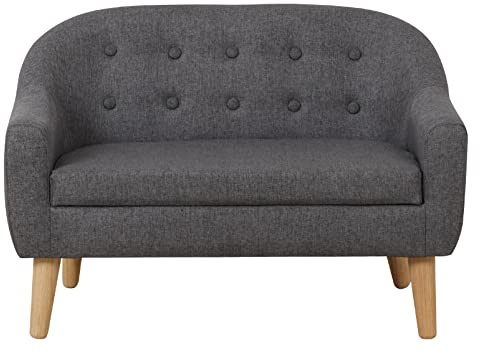 DGBAOBEI Linen Fabric Children Sofa Chair,2 Seater Wooden Kids Couch,Toddler Sofa Chair for Kids(Grey)