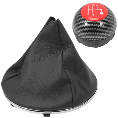 ZEALfix Pomello e Cuffia Leva Cambio Compatibile con Fiat 500 500c 2007-2018 con Ghiera di Ritenzione 55344016 50295325 50293173 Fibra di Carbonio Rossa