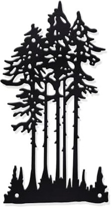 nbeads Baum Metall Wanddekoration, 14.6x27.6cm Schwarzer Tannenbaum Wanddekoration Wanddekoration Hängend Wandskulptur aus Metall für Badezimmer Wohnzimmer Innen Außen