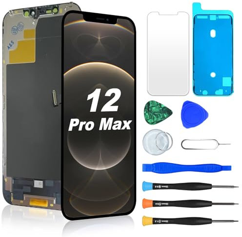 NB+ Screen Replacement for iPhone 12 Pro Max 6.7 LCD Retina HD+ Display COF Touch Screen Digitizer with Repair Tool Kits, Waterproof Tape, Screen Protector