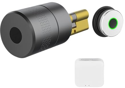 GUHKPFIX TTLOCK Smart Door Lock，Cylinder Fingerprint Bluetooth Door Lock，Smartlife WIFI Control(TY Black GW FP)