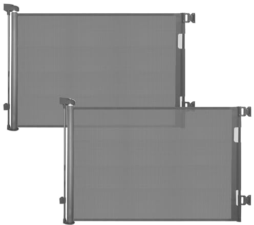 dearlomum 2Pcs Treppenschutzgitter Türschutzgitter Ausziehbar 0-140 cm,Baby Absperrgitter Schutzgitter Treppe für Kinder,Katzen und Hunde,Geeignet für Innen Außenbereich,Grau