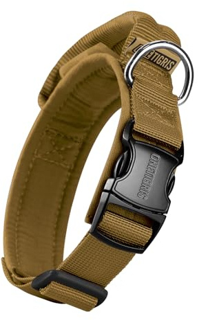 OneTigris Hunde Halsband mit Metallschnalle für Hunde Coyote Braun S