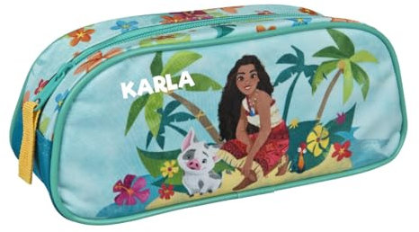 Schlampermappe Disney Vaiana - Personalisiert mit Name - Federmappe Schüleretui Schulanfang Kinder - türkis