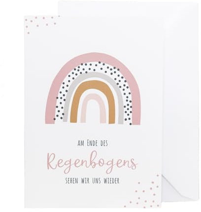 Trauerkarte Sternenkind, Klappkarte mit Umschlag, Regenbogen Rosa Mädchen, Kondulenzkarte, Beerdigung Beisetzung