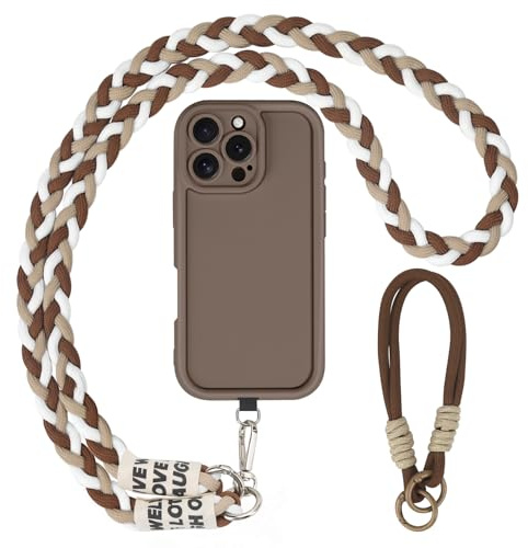 AICISINGN Handyhülle für iPhone 16 Pro Max Hülle mit Band und Armband, Handykette Schutzhülle mit Schnur Kordel zum Umhängen TPU Weiche Cover Case für iPhone 16 Pro Max, 04