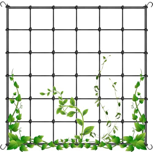 Rete Piante 60 x 60 cm, Rete per Piante Rampicanti, Graticcio per Piante Rampicanti con 4 Ganci, Sostegno per Piante Rampicanti, Tenda per Piante Elastica, per Verdure, Frutta, Fiore
