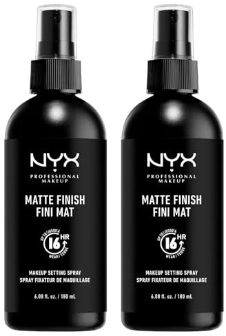 NYX Professional Makeup Fixierspray Makeup Matte Finish Maxi Formel, leichte Formel, kein Transfer, langanhaltender Halt 16 Stunden, 2 Flaschen à 180 ml