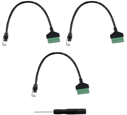 GERUI RJ45 Stecker auf 8 Pins Schraubklemmenblock Adapter, 3 Stück, 30cm | RJ45-Kristallstecker Kabel auf 8 Pins, für Cat7 Cat6 Cat5 Ethernet Extender, CCTV Digital Internet
