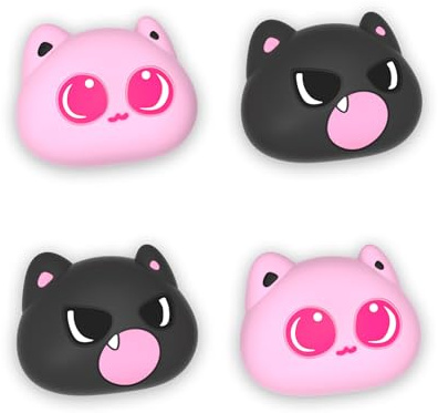 PlayVital for Switch 2 Thumbs Cushion Caps Thumb Grips (4-Pack) | Kawaii Silicone Joystick Grip Cover for Nintendo Switch 2 Joycon, Anti-Fatigue Design - PP & VV The Kitten