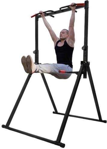 Power Tower, Faltbar Dip Station, Klimmzugstange für das Krafttrainingsgerät im Heim-Fitnessstudio, Einstellbare Höhe 1,75–2,3 m, Tragfähigkeit 200 kg, Multifunktionaler Kraftturm