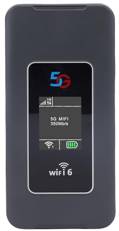 Plyisty 5G Mobile Hotspot, WiFi 6, 2,4 GHz, 5,8 GHz, tragbarer Router mit SIM-Kartensteckplatz, 32 Geräte, 8000 mAh, unterstützt 4G LTE mobiles Internet, für Reisen, Zuhause, Arbeit