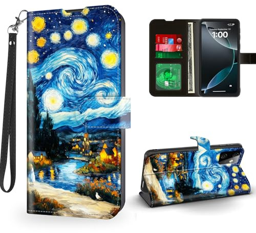 ETLKJVBL for Motorola Moto G Power 5G 2023 Case Wallet with Card Holder, Starry Night - Van Gogh Style Magnetic Snap and RFID Blocking Leather Flip Cover/Kickstand Phone Case
