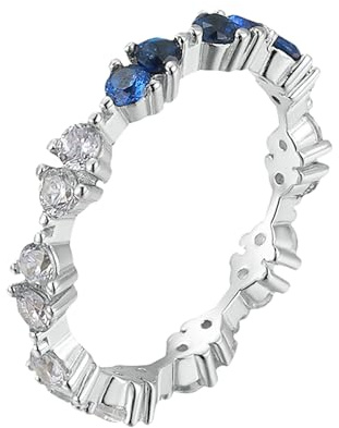 Musihy Verlobungsringe Für Damen, 750 Weißes Gold Verlobungsring schmal mit Saphir und Moissanit, Größe 63 (20.1)