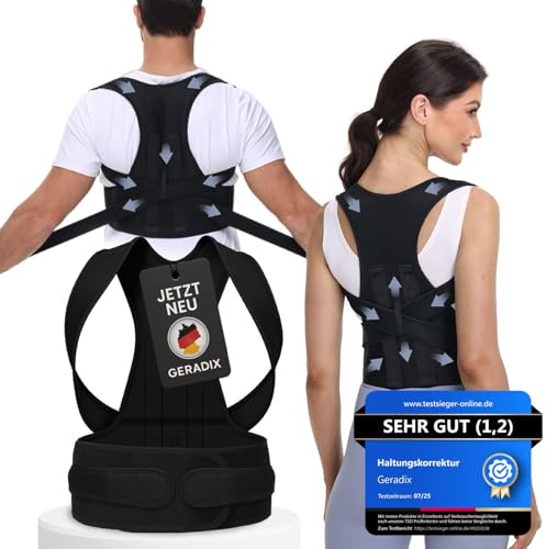GERADIX Haltungskorrektur Damen Herren Rückenstützgürtel Haltung Korrektur Gurt Back Posture Corrector Verstelbare Haltungstrainer Rückengurt für Schulter Nacken (XL)