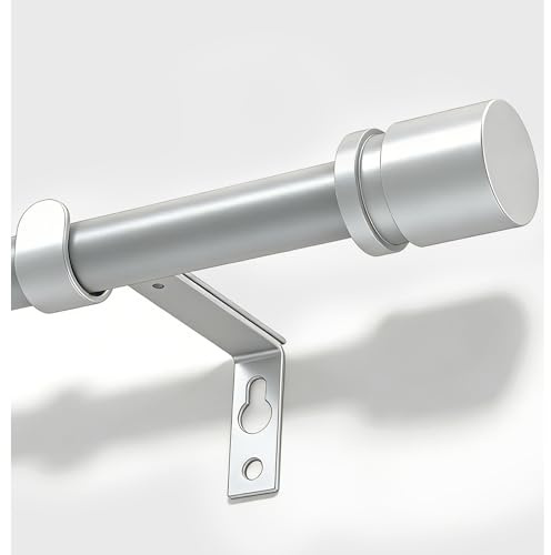 Poskena 16mm Gardinenstange Ausziehbar 63-183cm, vorhangstange Silberne | Mattschwarze Gardinenstange mit Endkappen und Halterungen, Geeignet für Fenster und Schlafzimmer