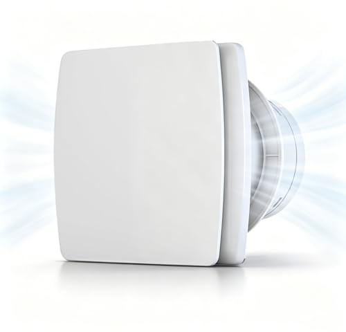 TourKing 4''Bathroom Extractor Fans, Exhaust Fan With Reflux Baffle,100mm white square bathroom silent fan wall mounted ventilation fan (style)