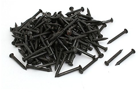 sourcing map Hardware Clavos 1 Pulgada Longitud Carbono Acero Punta Extremo Pared Cemento Clavos Negro 200Uds